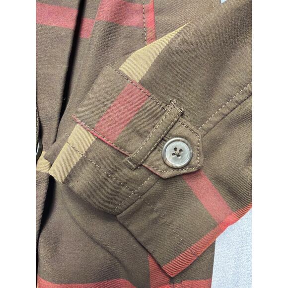 Merona Jacket Brown Plaid Double Breast Tie Waist Water Repellent Old Money SM - Picture 4 of 11